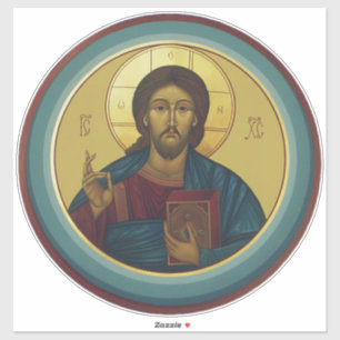 Byzantine Christ Pantocrator Round Mosaic Art