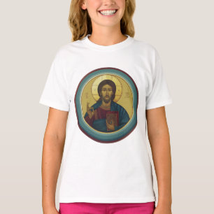 Byzantine Christ Pantocrator Round Mosaic Art T-Shirt
