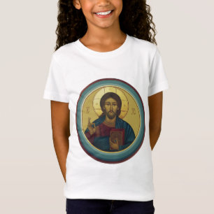 Byzantine Christ Pantocrator Round Mosaic Art T-Shirt