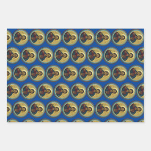 Byzantine Christ Pantocrator Round Mosaic Art Wrapping Paper Sheet