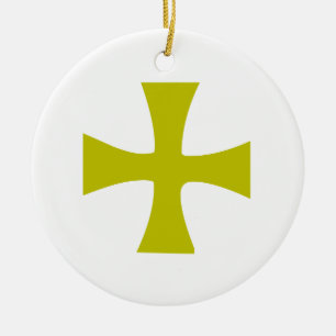 Byzantine Cross of Gold Ceramic Tree Decoration