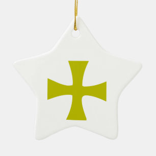 Byzantine Cross of Gold Ceramic Tree Decoration