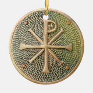 Byzantine cross symbol metal medallion history anc ceramic tree decoration