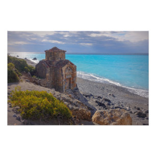 Byzantine-era Chapel at a beach on Crete, Greece Photo Print