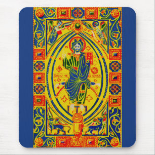 Byzantine folk art Jesus Mouse Mat