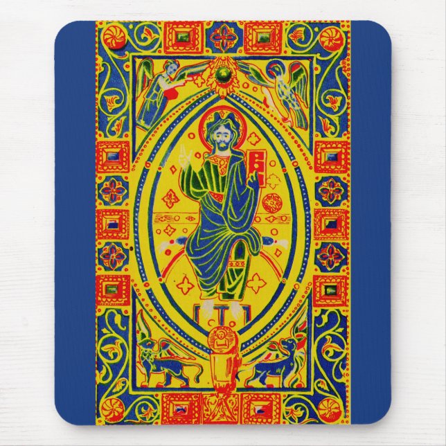 Byzantine folk art Jesus Mouse Mat (Front)