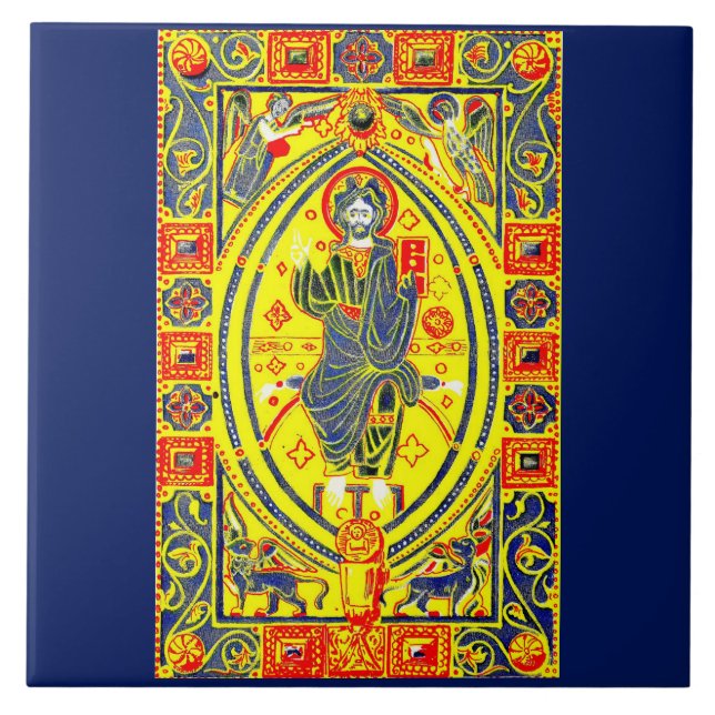 Byzantine folk art Jesus Tile (Front)