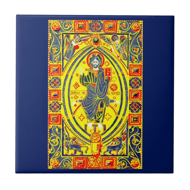 Byzantine folk art Jesus Tile (Front)