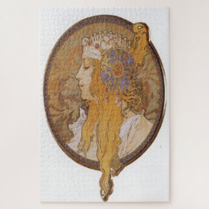 Byzantine Head Blonde by Alphonse Mucha Jigsaw Puzzle