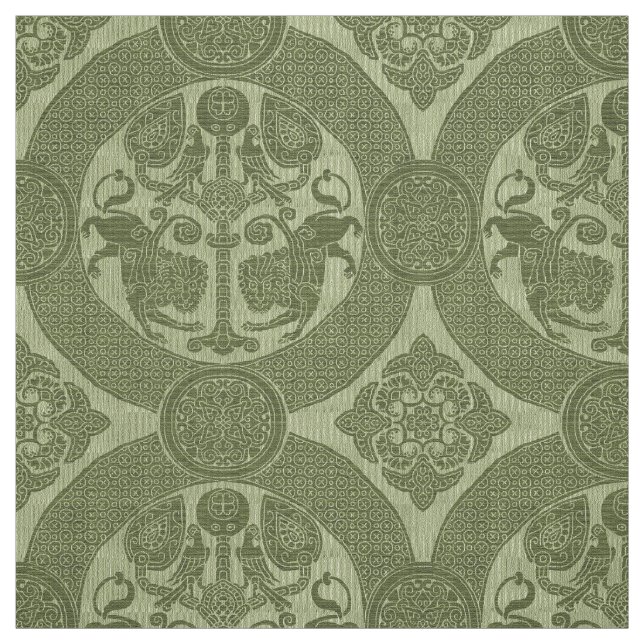 Byzantine Lions and Birds Fabric (Swatch)