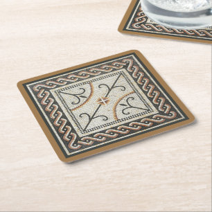 Byzantine Mosaic Tile Square Paper Coaster