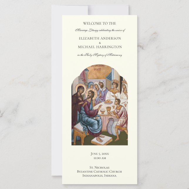 Byzantine Orthodox Catholic Wedding Program  (Front)
