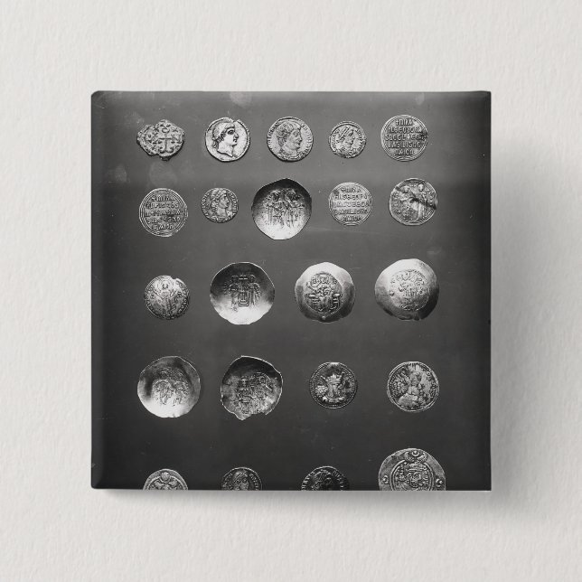 Byzantine, Roman and Sassanian coins 15 Cm Square Badge (Front)