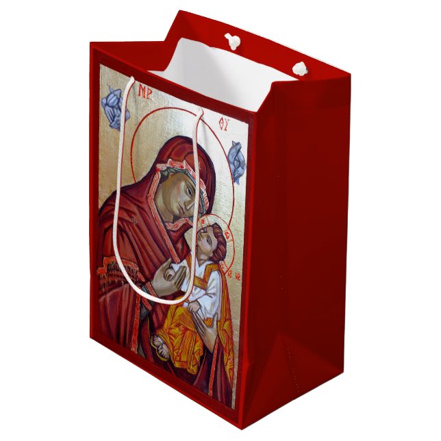 Byzantine Style Icon Of Saint Mary Teotokos Medium Gift Bag (Front Angled)
