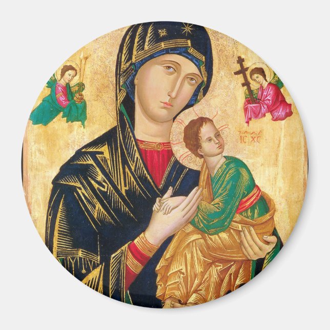 Byzantine Virgin Mary and Child Icon Christmas Magnet (Front)