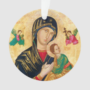 Byzantine Virgin Mary and Child Icon Christmas Ornament