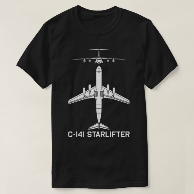 C141 Starlifter Military Airlifter Plane Silhouett T-Shirt (Design Front)
