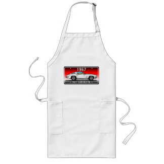 C2 1967 Corvette License Plate Art-Red Background Long Apron