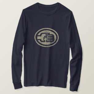 C2B: C2B: Long Sleeve T BLU-Logo-vintage Yel T-Shirt