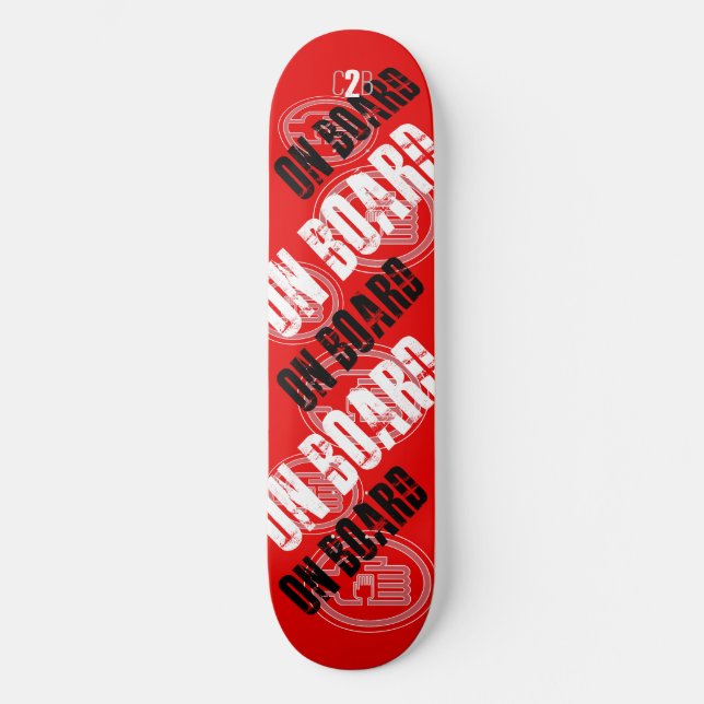 C2B: ON BOARD 8 1/2" RED Skateboard Deck (Front)