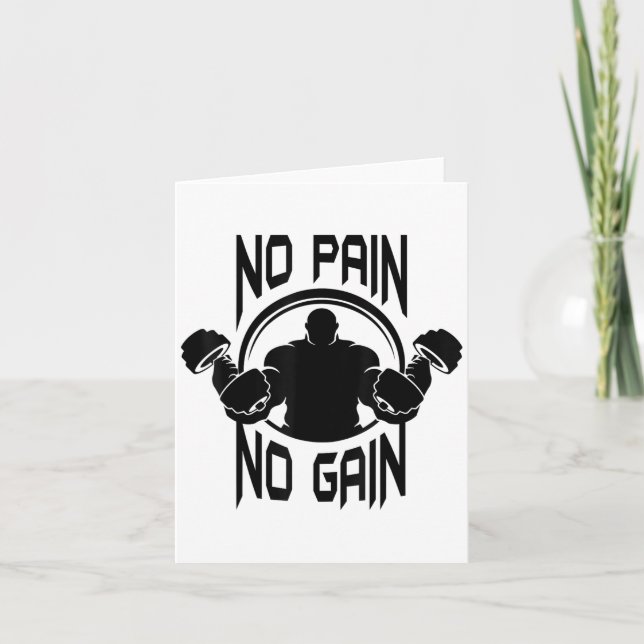 C386 No Pain No Gain Gym Workout Fitness Motivatio Card (Front)