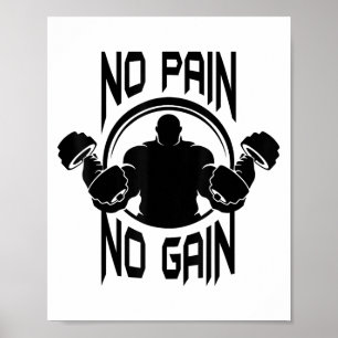 C386 No Pain No Gain Gym Workout Fitness Motivatio Poster