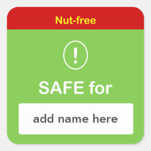 c4 - SAFE FOOD LABEL with Custom Name ~ NUT-FREE.