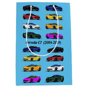 C7 Corvette Different Coloured Sports Cars Blue Medium Gift Bag