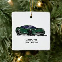 C7 Corvette Sports Car Green Hand Drawn Sketch