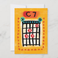 C7 Guitar Chord Greeting Card - Colourful Music