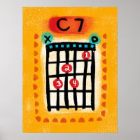 C7 Guitar Chord Poster Wall Art - Colourful Music