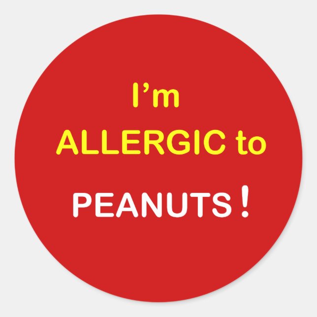 c8 - I'm Allergic - PEANUTS. Classic Round Sticker (Front)
