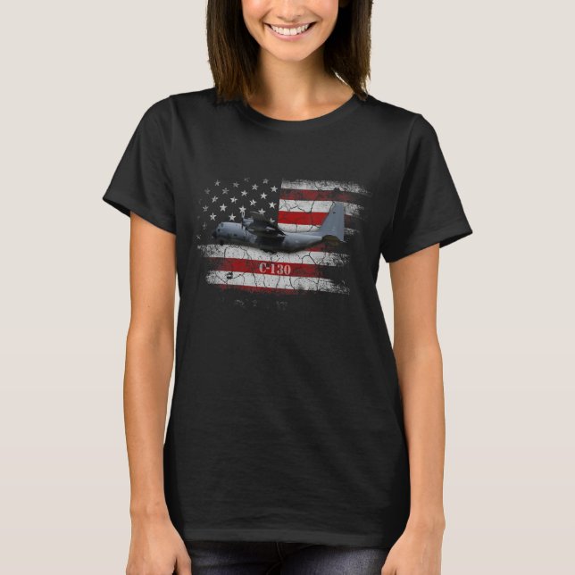 C-130 - Combat Air Force Veteran Veterans Day Gift T-Shirt (Front)