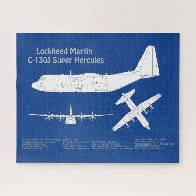 C-130 Hercules - Aeroplane Blueprint Plans ABD Jigsaw Puzzle (Horizontal)