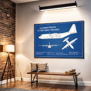 C-130 Hercules - Aeroplane Blueprint Plans ABD Poster