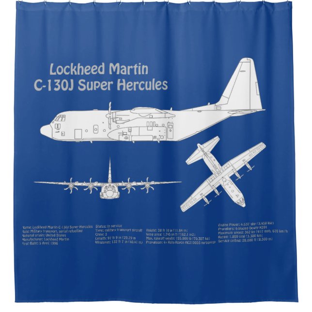 C-130 Hercules - Aeroplane Blueprint Plans ABD Shower Curtain (Front)
