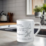 C-130 Hercules - Aeroplane Blueprint Plans AD Coffee Mug<br><div class="desc">Lockheed Martin C-130J Super Hercules - Aeroplane Blueprint. Drawing Plans or Schematics with design outline for the Lockheed Martin C-130 Hercules</div>