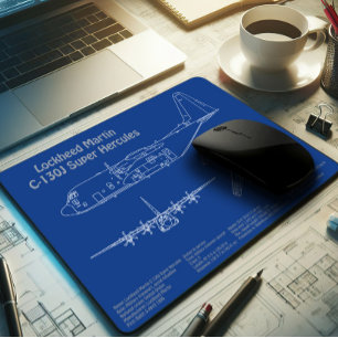 C-130 Hercules - Aeroplane Blueprint Plans AD Mouse Mat