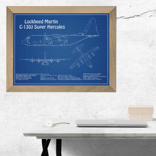 C-130 Hercules - Aeroplane Blueprint Plans AD Photo Print (Creator Uploaded)