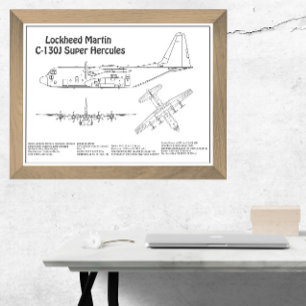 C-130 Hercules - Aeroplane Blueprint Plans BD Photo Print