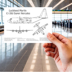 C-130 Hercules - Aeroplane Blueprint Plans BD Postcard