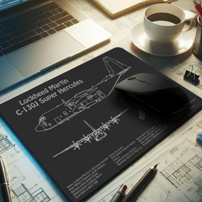 C-130 Hercules - Aeroplane Blueprint Plans PD Mouse Mat (Creator Uploaded)