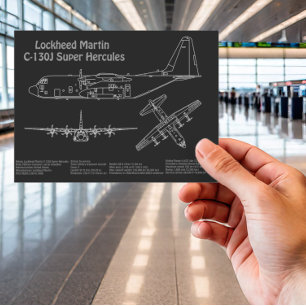 C-130 Hercules - Aeroplane Blueprint Plans PD Postcard
