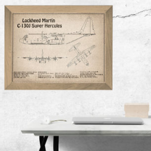 C-130 Hercules - Aeroplane Blueprint Plans SD Photo Print