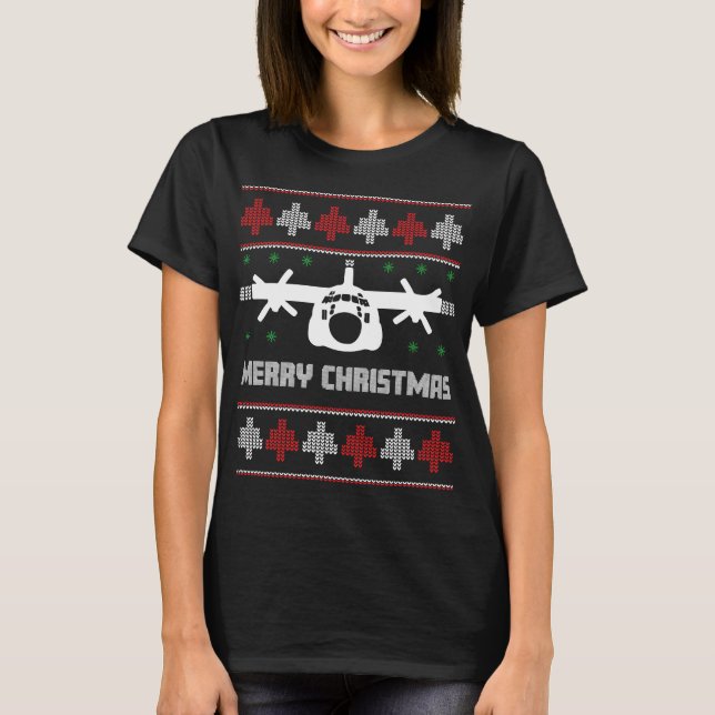 C-130 Hercules Aeroplane Ugly Christmas Sweater (Front)