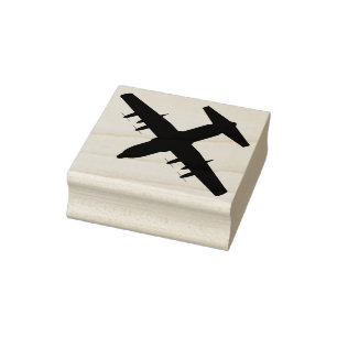 C-130 Hercules Airlift Plane Top View Wood Stamp