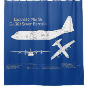 C-130 Hercules - Airplane Blueprint Plans ABD Shower Curtain
