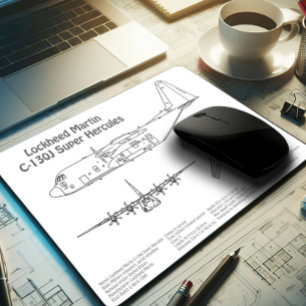 C-130 Hercules - Airplane Blueprint Plans AD Mouse Mat