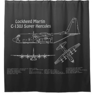 C-130 Hercules - Airplane Blueprint Plans PD Shower Curtain