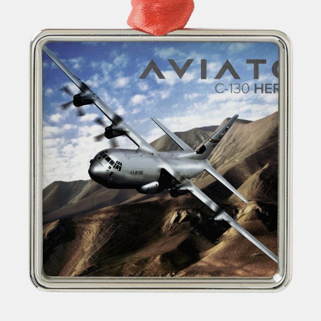 C-130 HERCULES Military Aeroplane Metal Tree Decoration (Front)